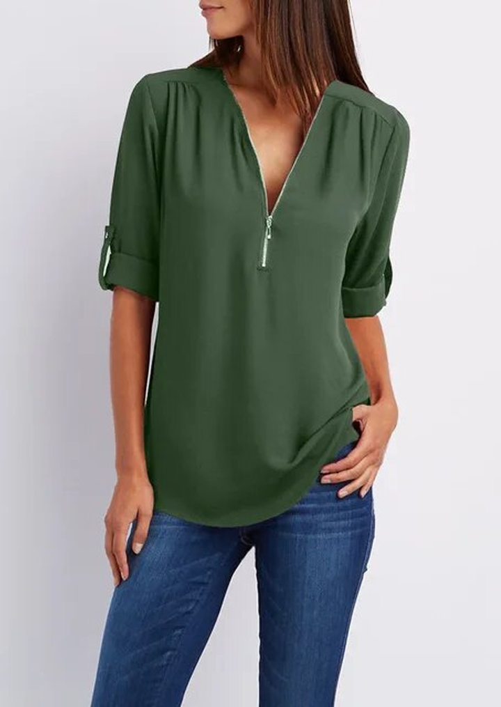 Madeleine | Elegant Zipper Design Blouse 4