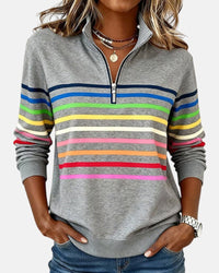 Madison | Colourful And Comfortable Striped Quarter Zip Sweateshirt
