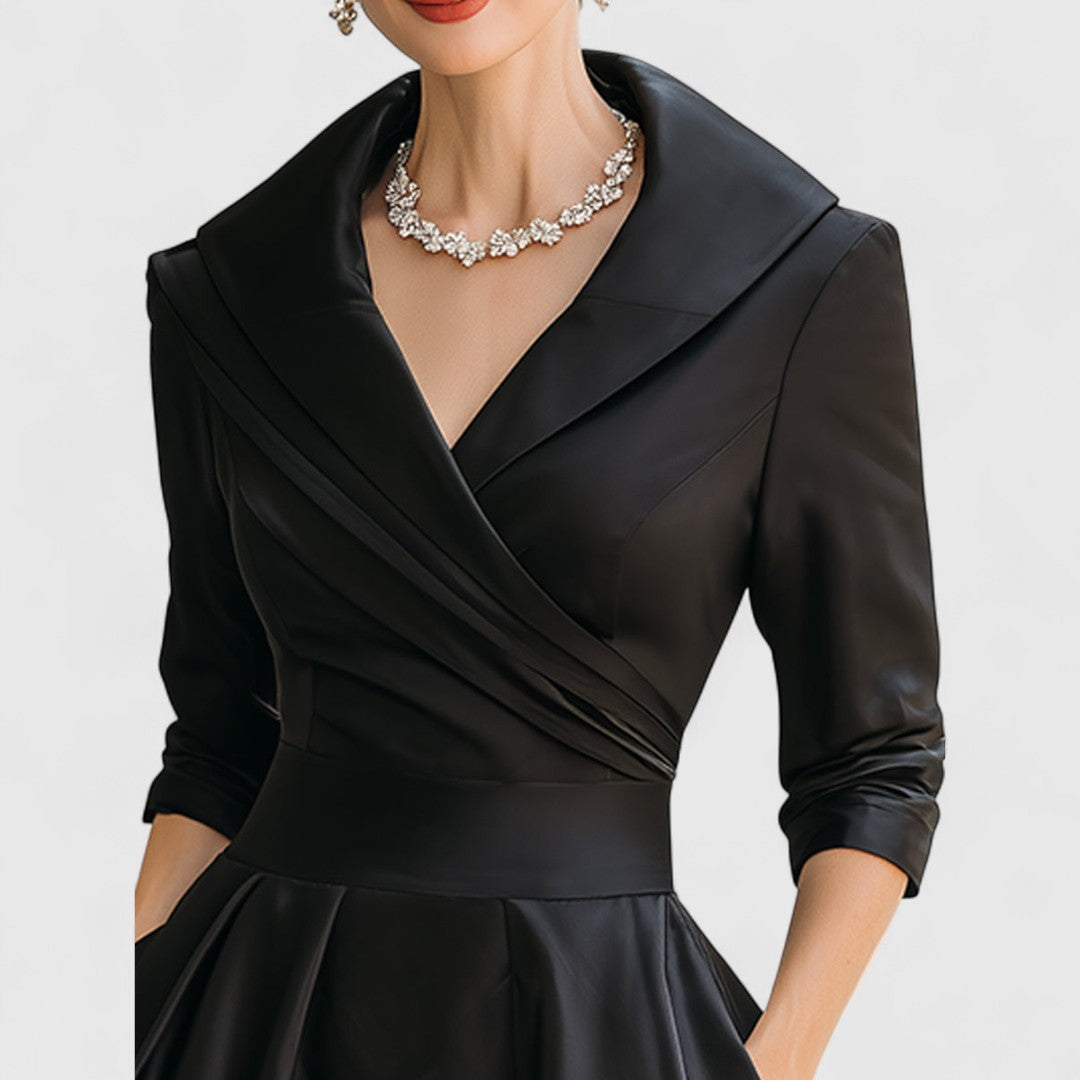 Mara | Midi Dress for Women V-Neck Flared 3/4 Sleeve Elegant 5