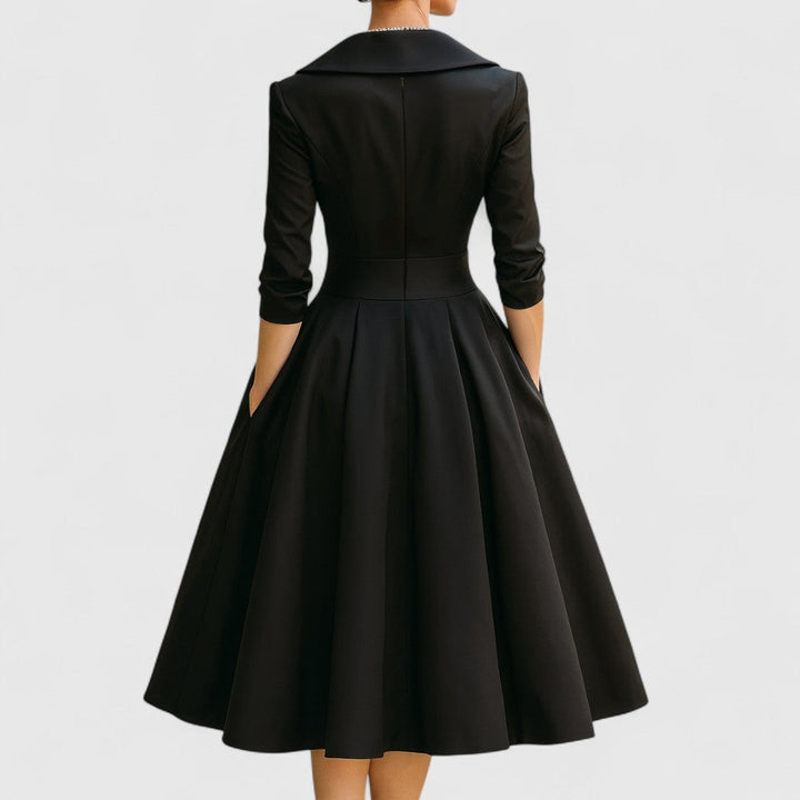 Mara | Midi Dress for Women V-Neck Flared 3/4 Sleeve Elegant 7