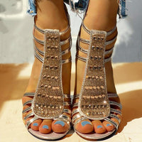 Sofia | Sophisticated and Glamour Rhinestone Block Heel Sandals