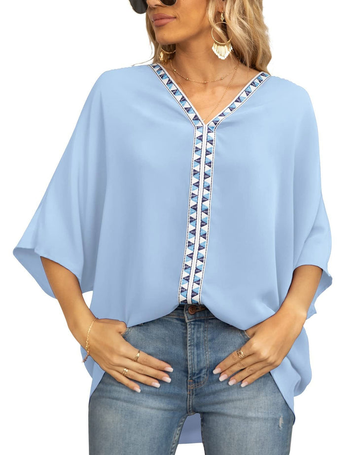 Maya | Comfortable And Warm geometric trim oversized tunic top 8