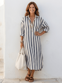 Martina | Sophisticated And Versatile Striped Shirt Dress