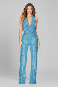 Lisa | Dazzling And Glamorous Sequin Cowl-Neck Jumpsuit