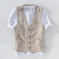 Oliver | Elegant and Casual Striped Linen Inspired Vest