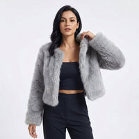 Stella | Luxury Cropped Faux Fur Cardigan