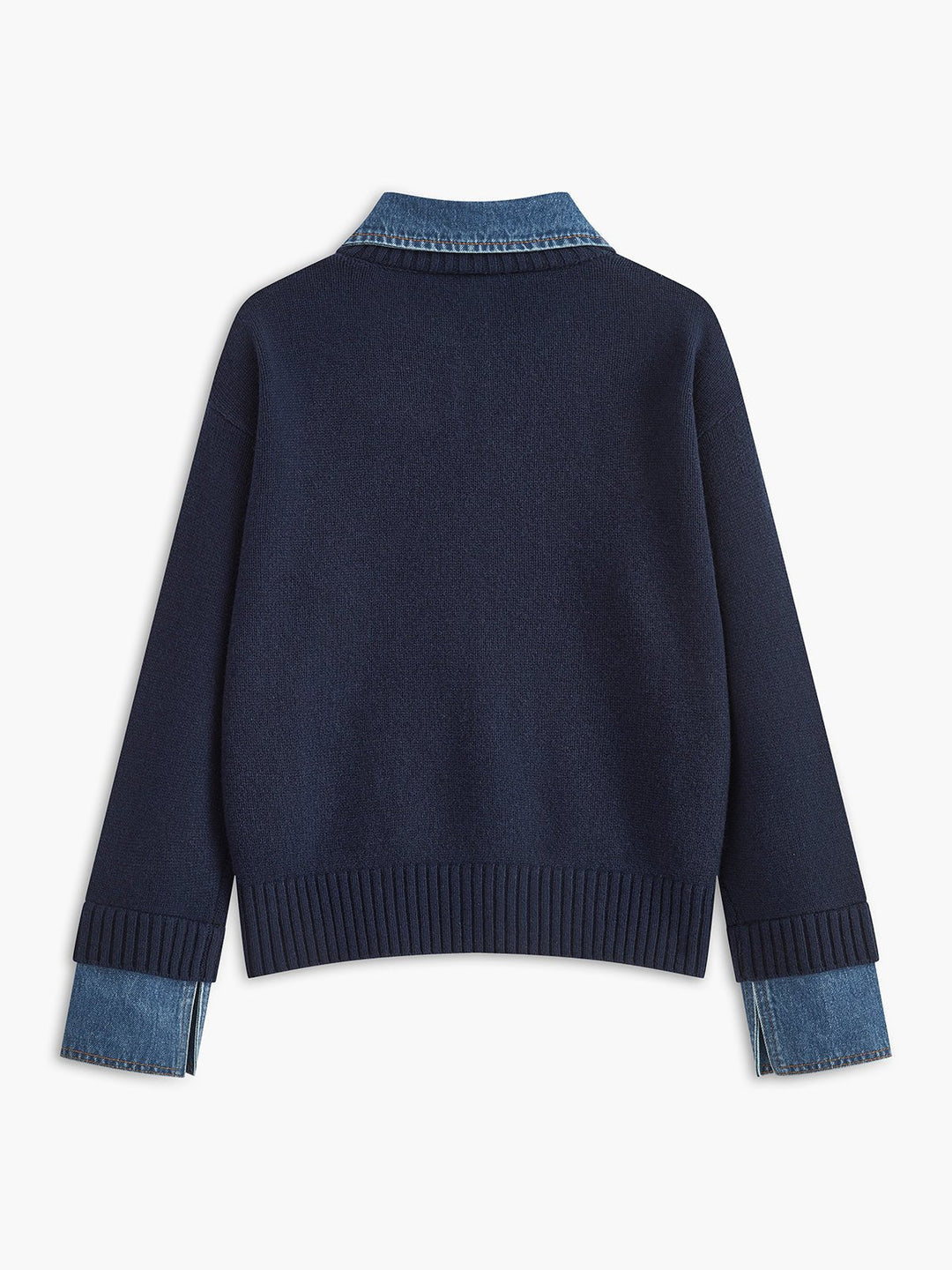 Mia | Women's Denim-Collar Knit Polo Sweater 2