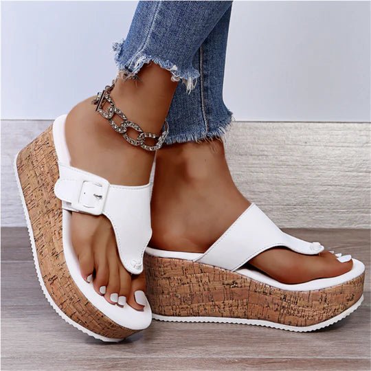 Mila | Cork Wedge Thong Platform Comfort Sandals 1