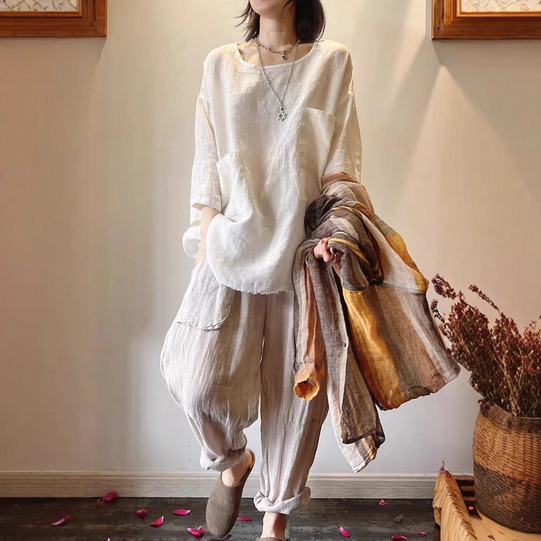 Mila | Relaxed Linen Patch Pocket Tunic Tops 1