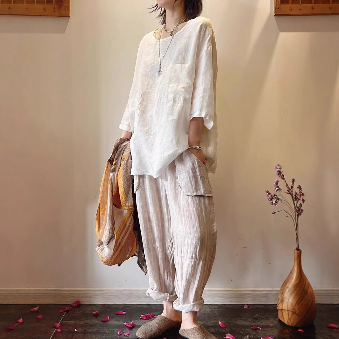 Mila | Relaxed Linen Patch Pocket Tunic Tops 2