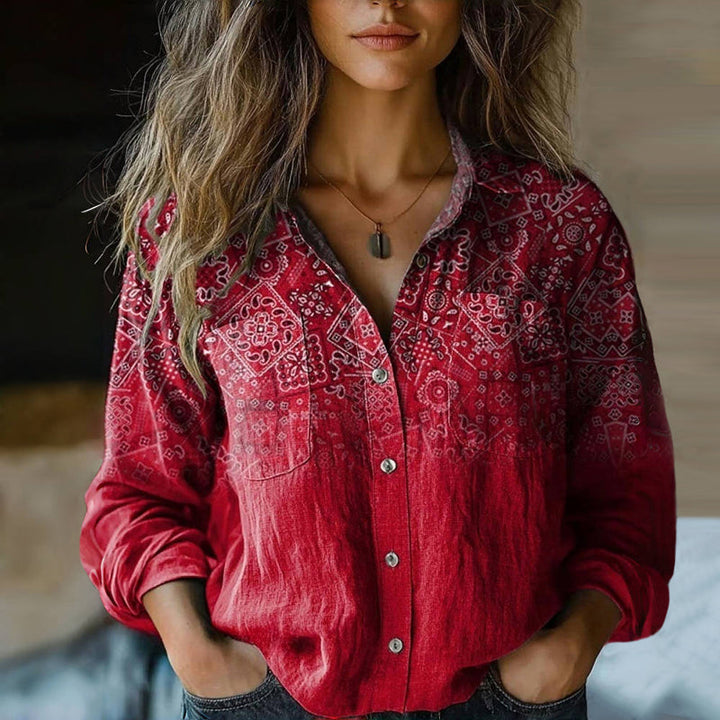 Milla | Women's Long Sleeve Vintage Printed Blouse 0