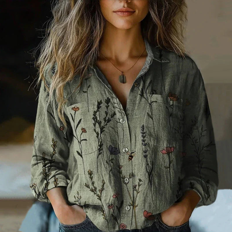 Milla | Women's Long Sleeve Vintage Printed Blouse 2