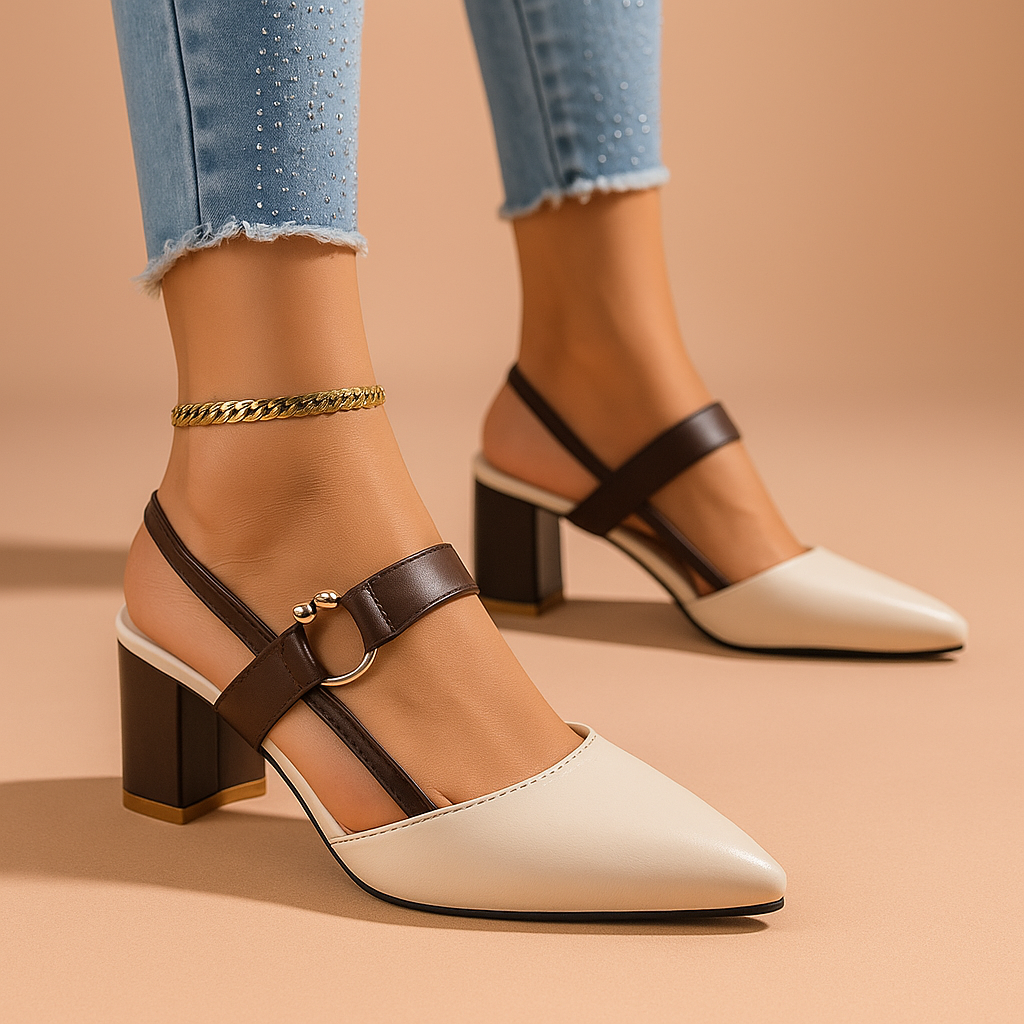 Nadia | Elegant Gold Heels – Premium Leather with Chic Ring Detail 3