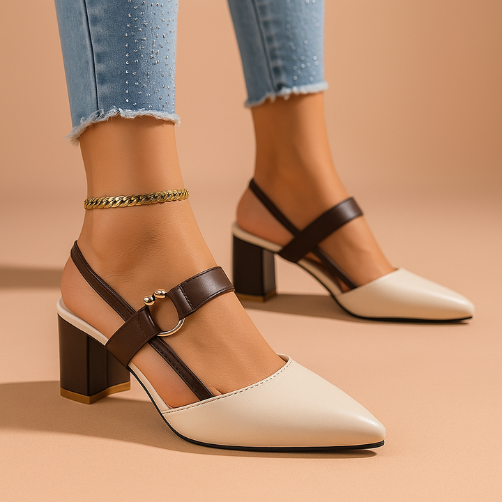 Nadia | Elegant Gold Heels – Premium Leather with Chic Ring Detail 3