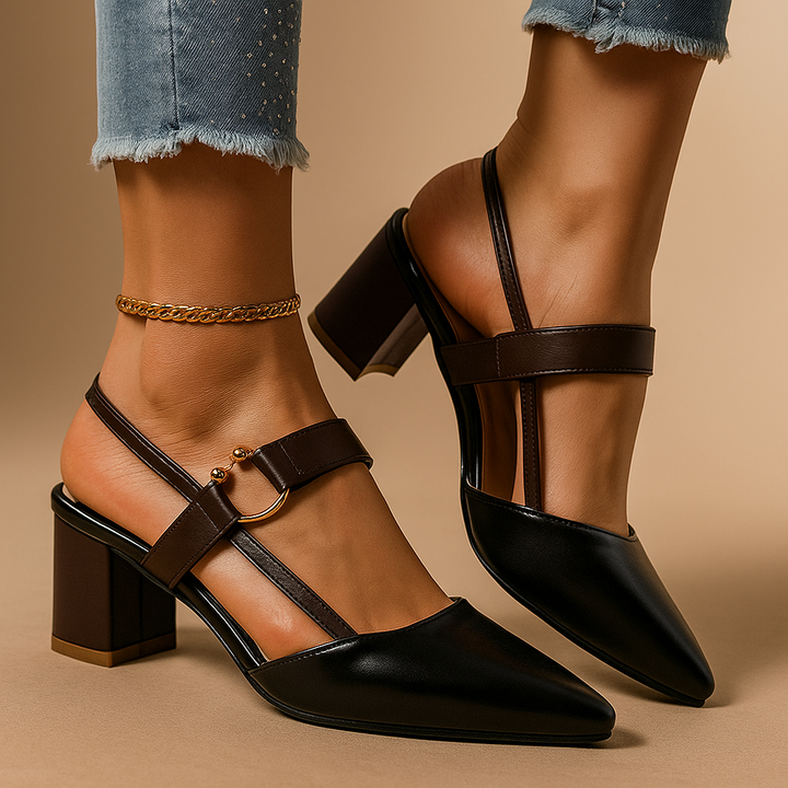 Nadia | Elegant Gold Heels – Premium Leather with Chic Ring Detail 5