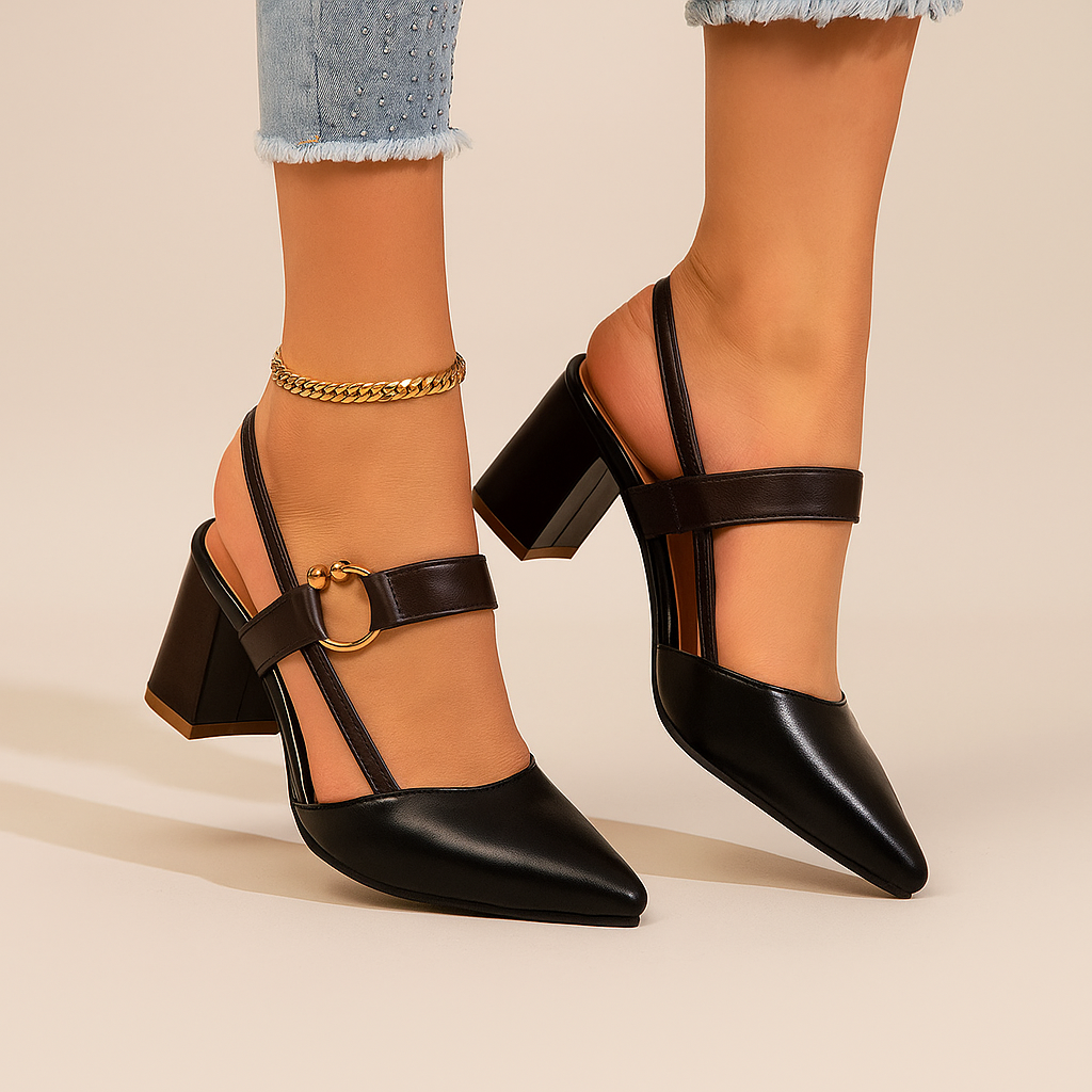 Nadia | Elegant Gold Heels – Premium Leather with Chic Ring Detail 7