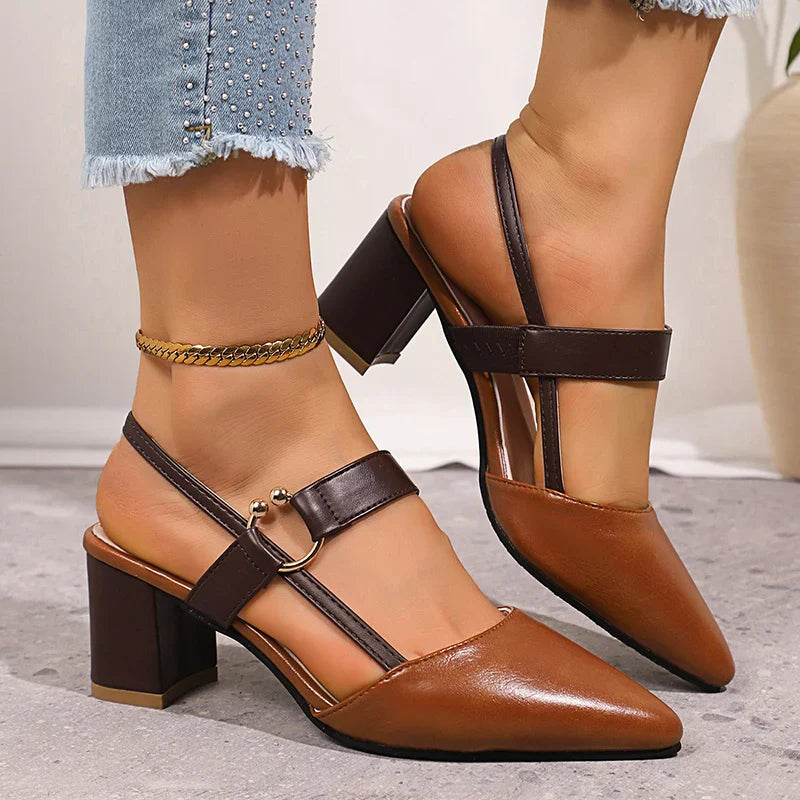 Nadia | Elegant Gold Heels – Premium Leather with Chic Ring Detail 8