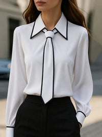 Adeline | Sophisticated and Timeless Contrast Trim Blouse