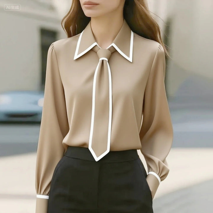 Nadine | Polished And Sharp Contrast Trim Button-Down Blouse 1