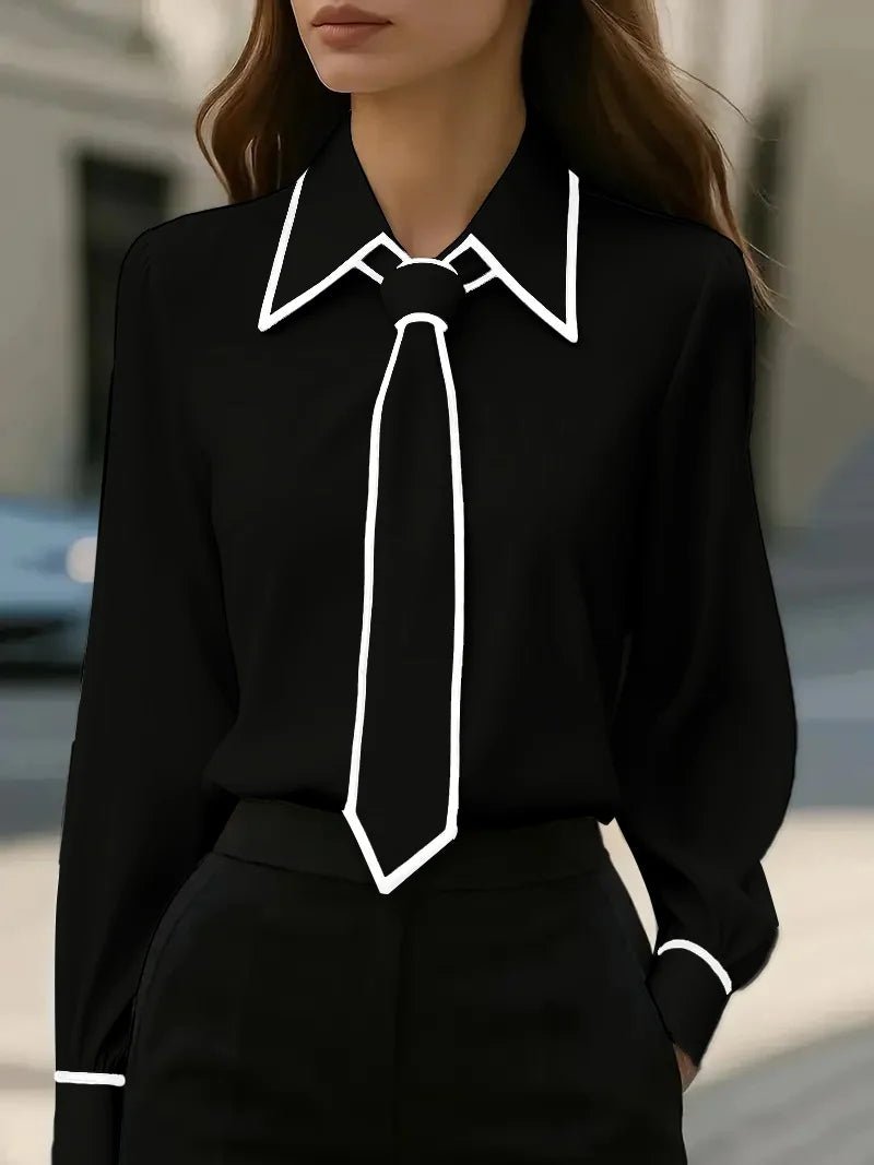 Nadine | Polished And Sharp Contrast Trim Button-Down Blouse 2