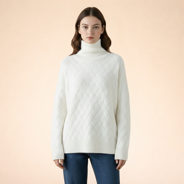 Natalie | Luxe Diamond-Knit Cashmere Sweater 0