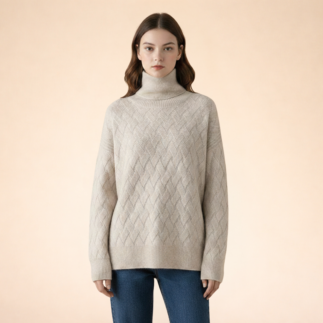 Natalie | Luxe Diamond-Knit Cashmere Sweater 1
