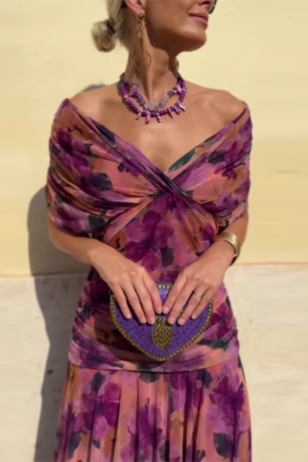 Nicole | Elegant V-Neck Maxi Dress with Pleated Waist 4