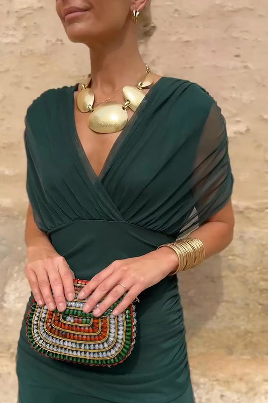 Nicole | Elegant V-Neck Maxi Dress with Pleated Waist 5