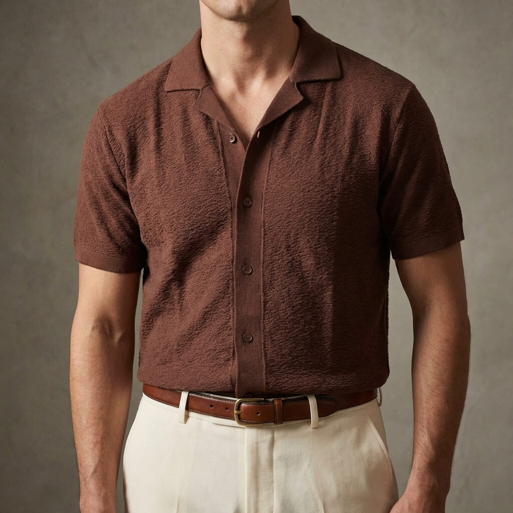 Olivar | Premium Textured, Relaxed Fit Men’s Polo Shirt - Sophisticated Camp Collar 1