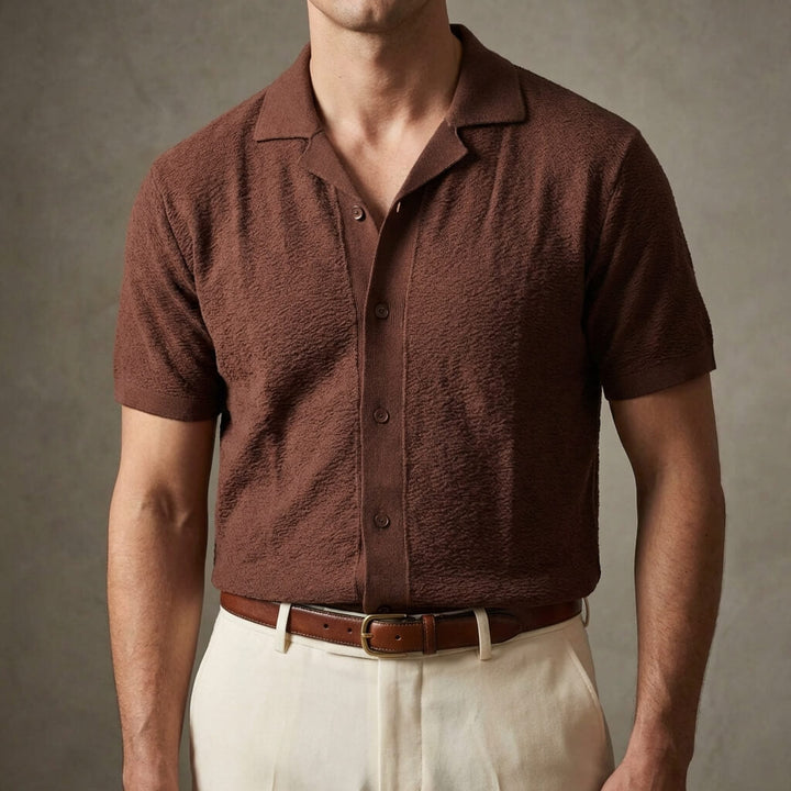 Olivar | Premium Textured, Relaxed Fit Men’s Polo Shirt - Sophisticated Camp Collar 1