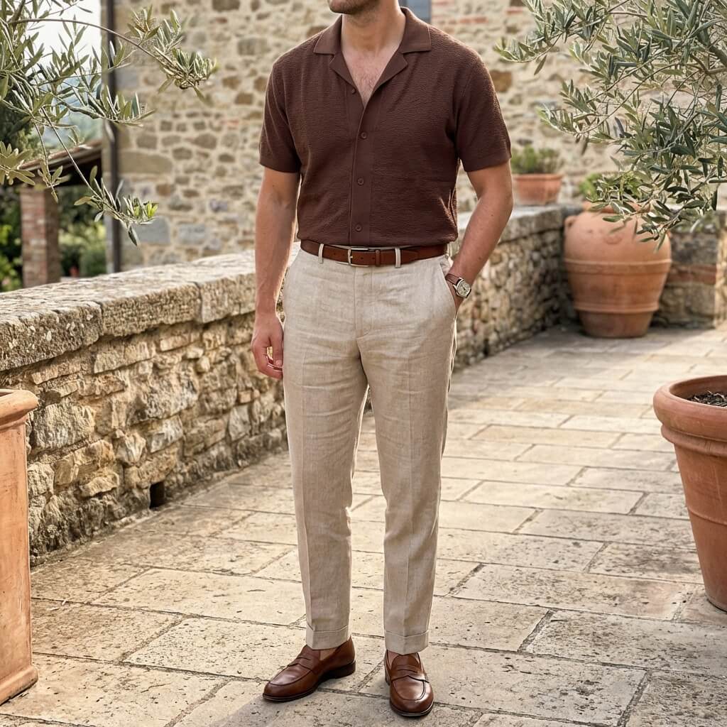 Olivar | Premium Textured, Relaxed Fit Men’s Polo Shirt - Sophisticated Camp Collar 3