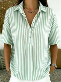 Audrey | Timeless Vertical-Stripe Relaxed Collared Blouse