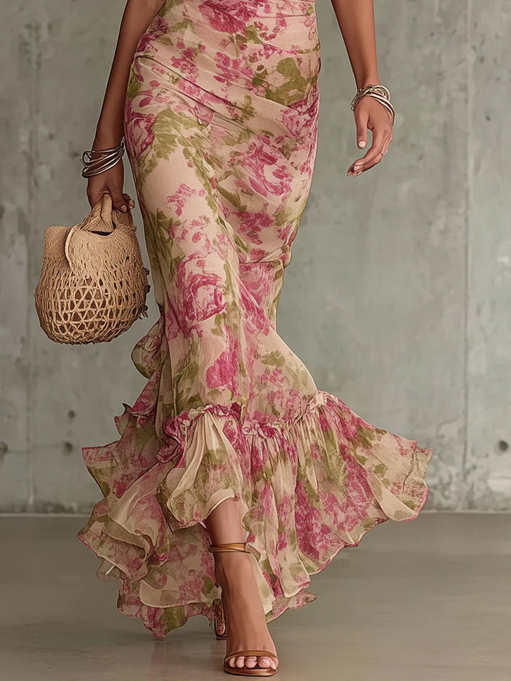 Ravina | Elegant Floral Maxi Dress with Sleeves - Flowing Long Dress for Women 2