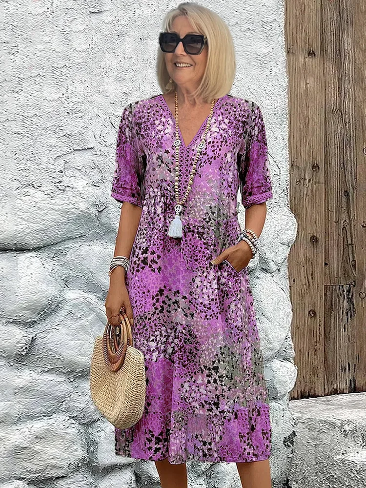 Ravina | Floral Pink Midi Dress – Elegant, Relaxed Fit &amp; Comfortable for Women 4