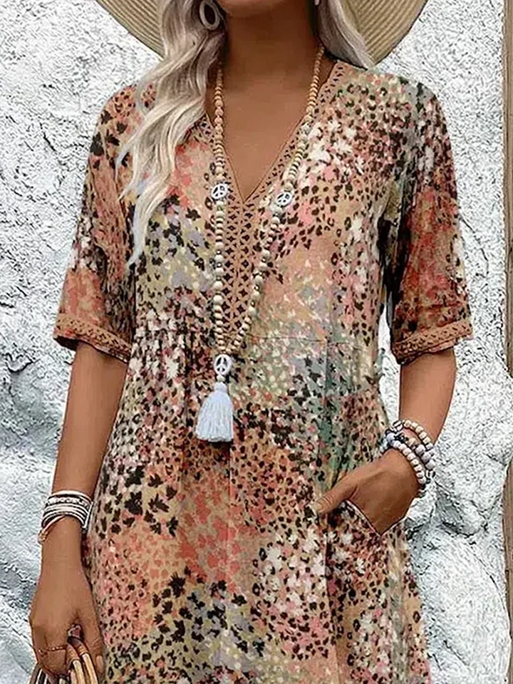 Ravina | Floral Pink Midi Dress – Elegant, Relaxed Fit &amp; Comfortable for Women 6