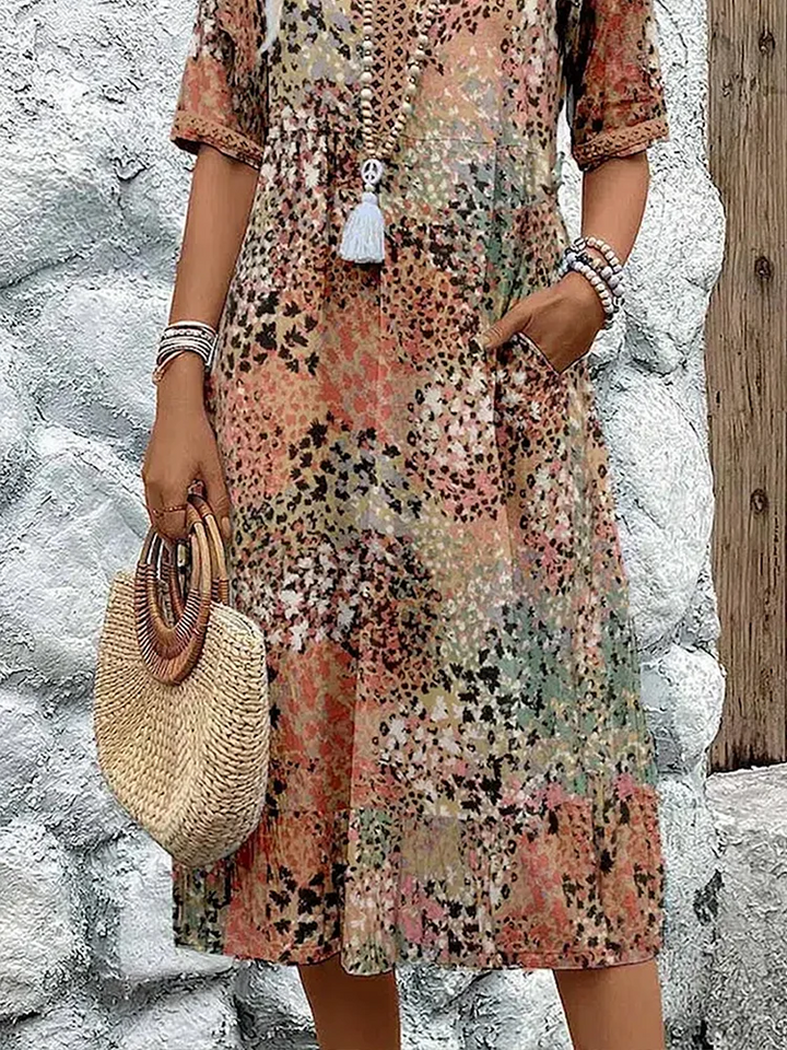 Ravina | Floral Pink Midi Dress – Elegant, Relaxed Fit &amp; Comfortable for Women 7