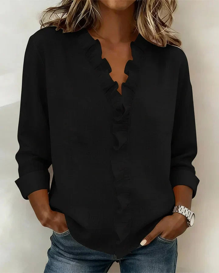 Riviera | Elegant Lightweight Women's Blouse – Summer Tops for Women with Ruffled V Neck 2