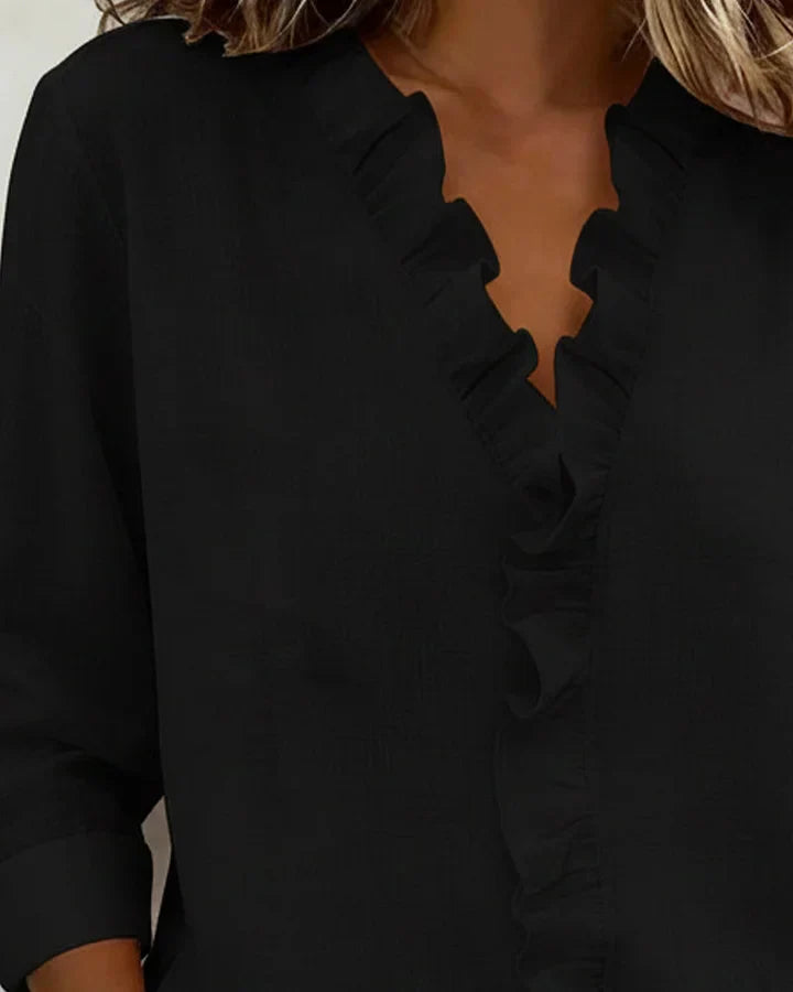 Riviera | Elegant Lightweight Women's Blouse – Summer Tops for Women with Ruffled V Neck 3
