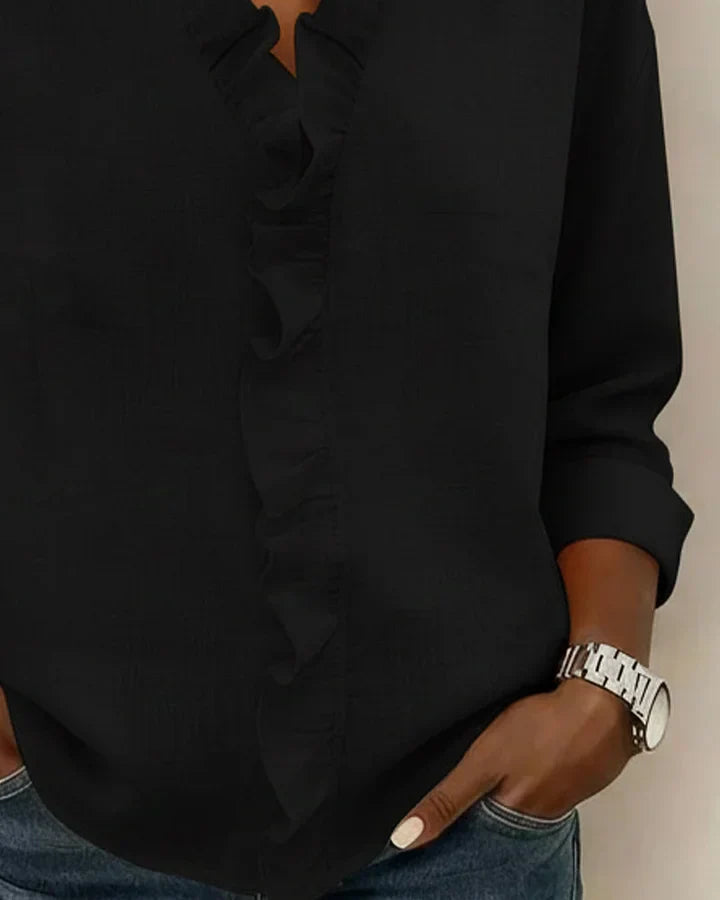 Riviera | Elegant Lightweight Women's Blouse – Summer Tops for Women with Ruffled V Neck 4