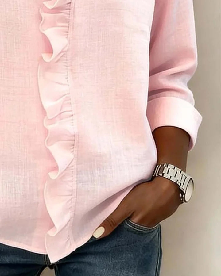 Riviera | Elegant Lightweight Women's Blouse – Summer Tops for Women with Ruffled V Neck 7