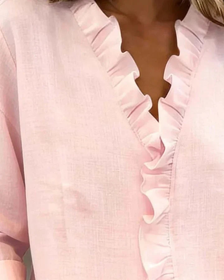 Riviera | Elegant Lightweight Women's Blouse – Summer Tops for Women with Ruffled V Neck 8
