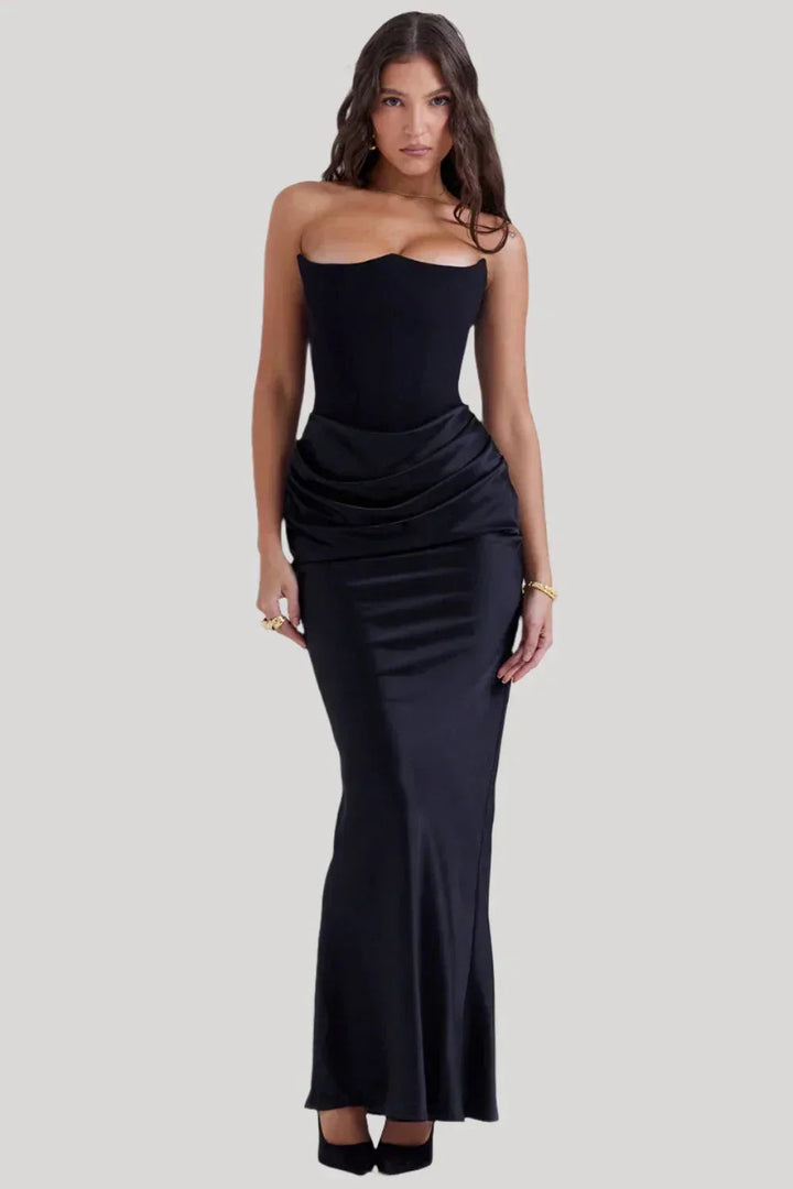 Ruby | Satin Maxi Dress for Women - Elegant Strapless Long Dress 10