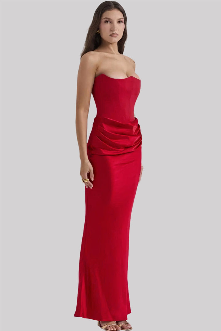 Ruby | Satin Maxi Dress for Women - Elegant Strapless Long Dress 9