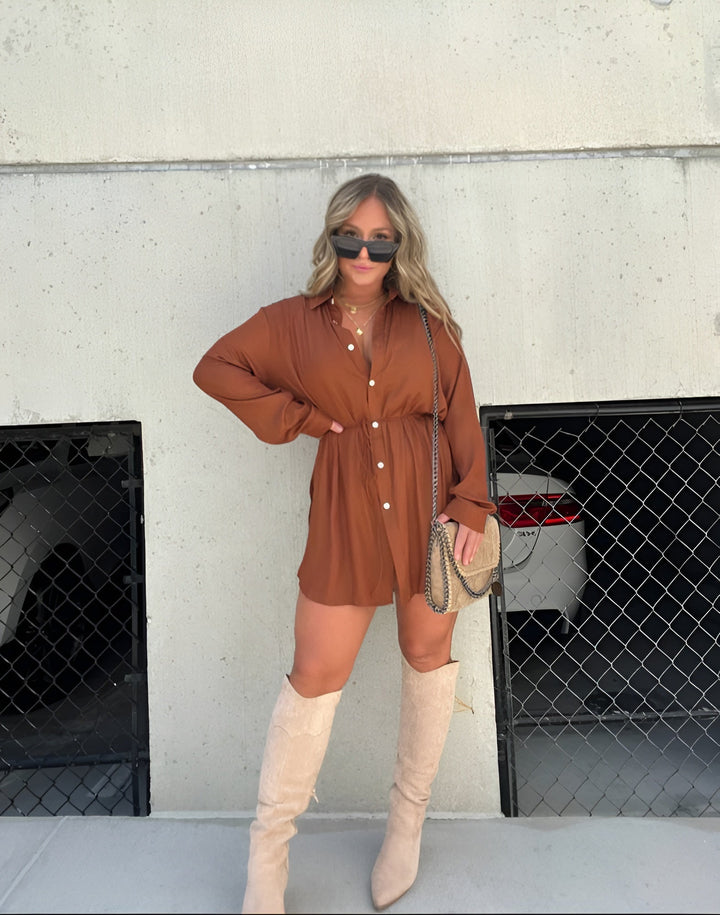 Ruby | Trendy satin romper dress 11