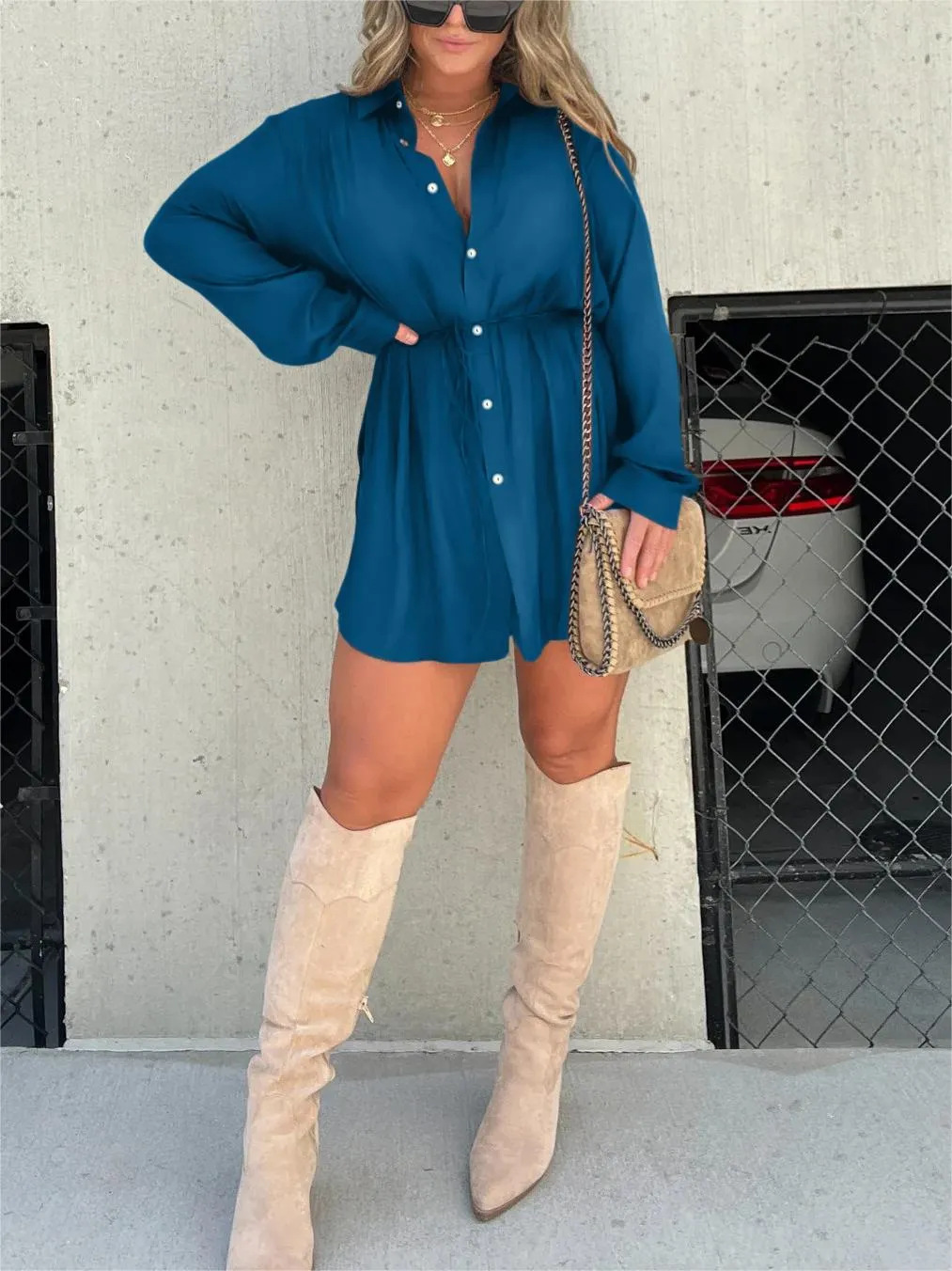 Ruby | Trendy satin romper dress 15