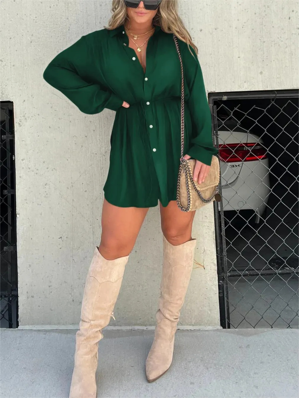 Ruby | Trendy satin romper dress 8