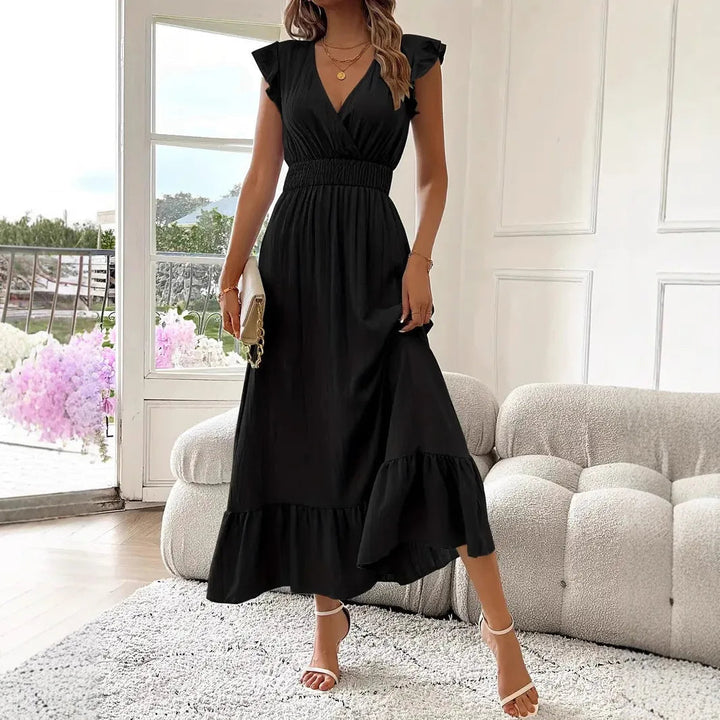 Sarah | Elegant and Versatile V-Neck Ruffle Maxi Dress 1