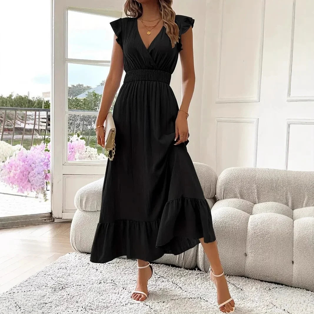 Sarah | Elegant and Versatile V-Neck Ruffle Maxi Dress 2