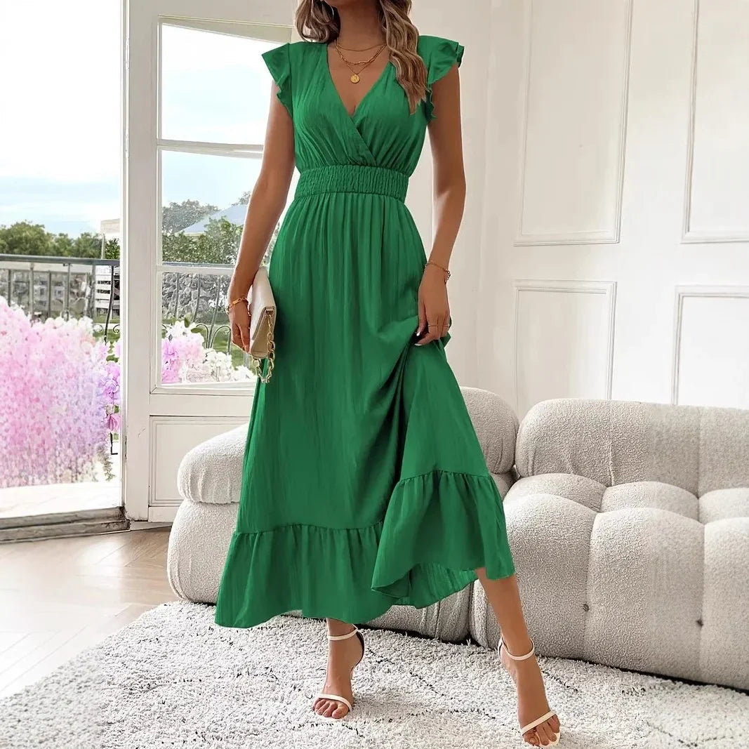 Sarah | Elegant and Versatile V-Neck Ruffle Maxi Dress 3