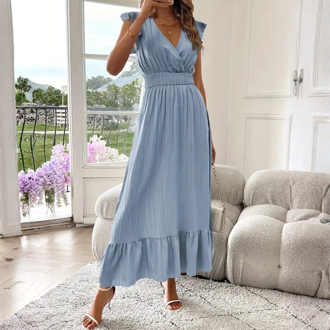 Sarah | Elegant and Versatile V-Neck Ruffle Maxi Dress 9